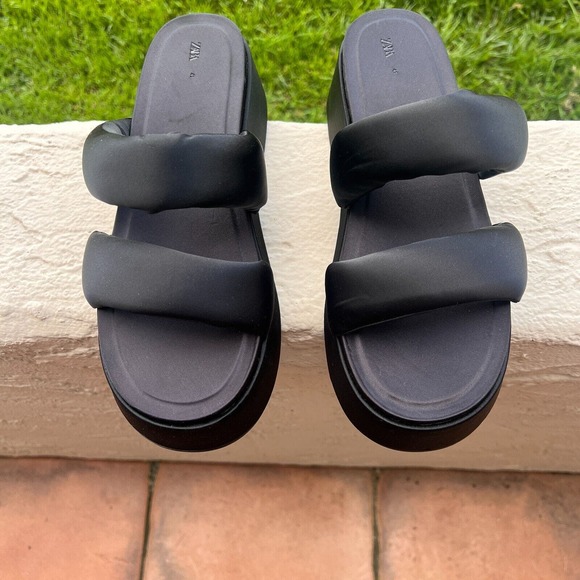 Unique Zara Chunky Black Clog Open Toe Sandal EUR 41 US 10 MSRP $75 - Picture 1 of 15